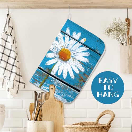 1Pc Daisy Dish Drying Mat 23.6x17.7 Inch Microfiber Polyester Cotton Rustic Wood Print Absorbent Countertop Pad Floral Dish Drainer Heat Resistant Coffee Bar Station Mat With Hanging Loop Blue - style: Daisy on board