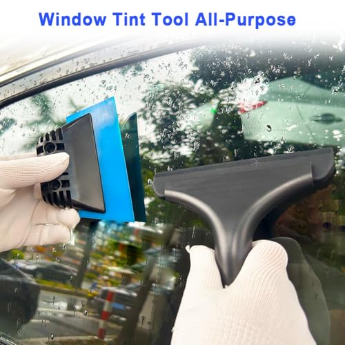Window Tint Tool All-Purpose 6" Silicone Cleaning Squeegee 5 inch Handy Small Rubber Window Squeegee Auto Water Blade for Car Windshield, Window, Mirror, Glass Door,Shower (Black and Blue) - color: Black and Blue