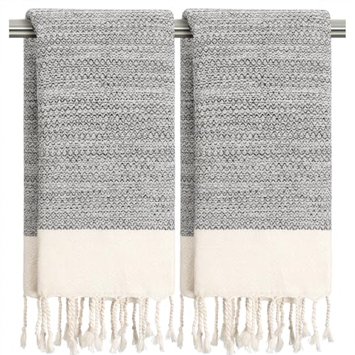 cabanana Hand Towels for Bathroom - 2-Pack,16x40 Inch-100% Cotton,Turkish Bathroom Hand Towels,Super Absorbent & Quick-Dry Soft for Bath, Kitchen, Spa, Face, Hair, Dishcloth (Light Quarry) - color: Z Diamond Light Quarry 16x43