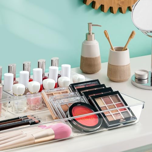 Drawer Organizer Set, Acrylic Non Slip Non Cracking Kitchen Drawer Storage Tray Large Size Divider, Multifunctional Storage for Cosmetics, Bathroom, Tools, Kitchen and Office (8 PACK) - size: 8 PACK