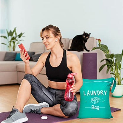 2 Pcs Large Travel Laundry Bags - Waterproof Wet/Dry, Washable, Drawstring, Bathing Suit, Workout, Gym Clothes, Swimming, Yoga - Green, Grey - color: Green+Grey