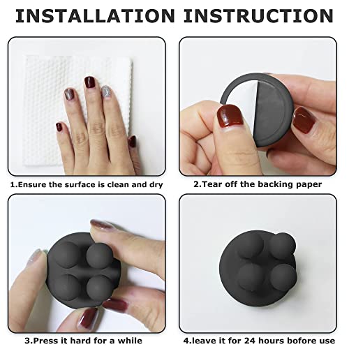 4 pcs Silicone Toothbrush Holder Multi-Function Hook Waterproof self Adhesive Single Toothbrush Hook Plug Holder for Wall for Hanging Bathroom Kitchen Living Room Office - color: Black