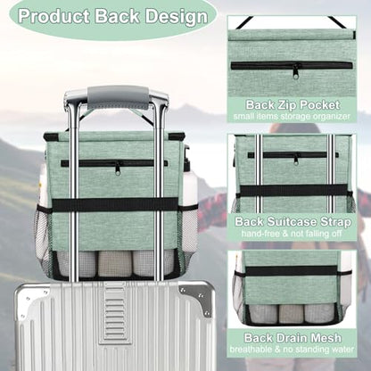 Portable Shower Caddy for Dorm Room Essentials, Foldable Mesh Shower Bag for College, Large Capacity Toiletry Bag Tote Bag Shower Caddy Portable for Student Boy Girl Bath Essentials (Dusty Green) | Quick Dry, Large Capacity Hanging Mesh Shower Caddy for B