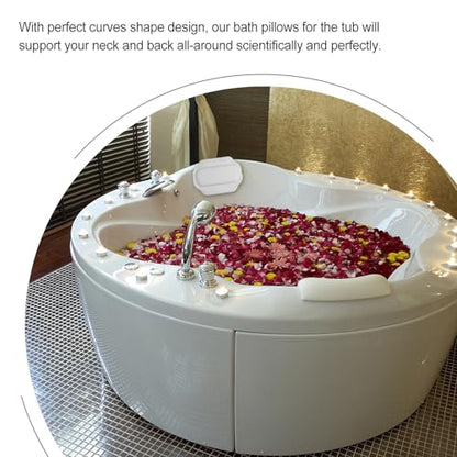OUNONA Non-Slip Bath Pillow Tub Neck and Back Support PVC Foam Cushion with Suction Cups for Bathtub Spa Relaxation and Home Shower Use