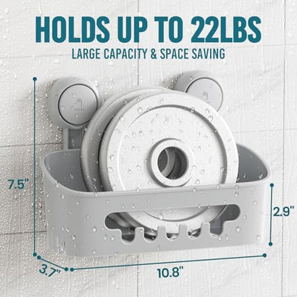 TAILI Shower Caddy Suction Cup, Heavy Duty Bathroom Organizer, Removable Shelves for Inside Shower, Shampoo, Waterproof Suction Plastic Storage for Bathroom Accessories Holder, Gray - style: 1 × Grey