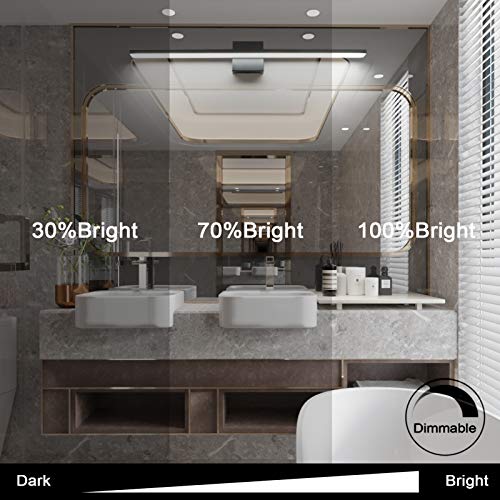 Ralbay 31.5inch Dimmable Modern LED Black Vanity Light 28W Frosted Aluminum for Bathroom Vanity Lighting Fixtures Cool White 6000K - color: Black-Dimmable, size: 31.5 inch