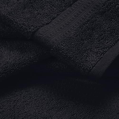 MyOwn 6 Piece Towel Set, 100% Combed Cotton - 2 Bath Towels, 2 Hand Towels, 2 Wash Cloths - 500 GSM Luxury Hotel Quality Ultra Soft Highly Absorbent Towel Set for Bathroom - Black - color: Black