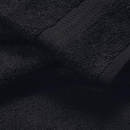 MyOwn 6 Piece Towel Set, 100% Combed Cotton - 2 Bath Towels, 2 Hand Towels, 2 Wash Cloths - 500 GSM Luxury Hotel Quality Ultra Soft Highly Absorbent Towel Set for Bathroom - Black - color: Black