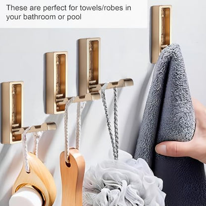 Foldable Gold Wall Hooks 4 Pack,Heavy Duty Wall Hooks for Hanging Coats Towels Backpacks Bags Brushed Gold Towel Hooks in The Bathroom,Closet,Entryway,Pool and Kitchen.(Gold, 4) - color: Gold, size: 4