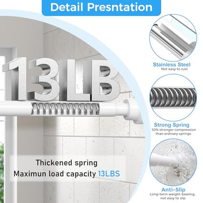Shower Rods 31-49" 2Pcs White Spring Shower Tension Rod Adjustable | 7/8" Tension Curtain Rods Carbon Steel Tube, Rust-Proof Non-Slip Tool-Free, Tension Rod for Windows Bathroom Room Divider - color: White, size: 31"-49"-2P