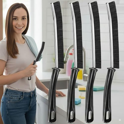 Crevice Cleaning Brushes for Deep Cleaning 4 Pack, Narrow Grout and Gap Scrub Brush Set for Shower, Tile, Sink, Kitchen, Toilet, Bathroom, Household Small Space Cleaning Tool Black