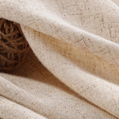Farmhouse Shower Curtain Ruffle Linen Beige 72" W x 84" L | Linen Fabric, Farmhouse Boho, Bottom Ruffle, Rustic, Country, Natural Look, Washable, Shower Curtain for Bathroom Bathtub - color: Beige, size: 72"W x 84"L