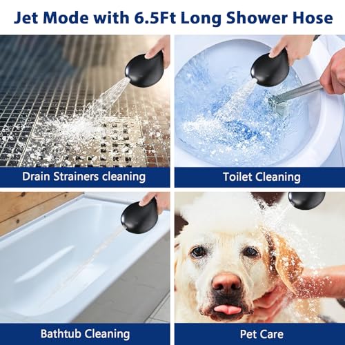 High Pressure 10 Setting Handheld Shower Head, 5" Detachable Showerhead Spray Built-in Power Wash to Clean Tub, Tile & Pets, 79" Extra Long Stainless Steel Hose, Adjustable Bracket - Oil Rubbed Bronze - color: Oil Rubbed Bronze