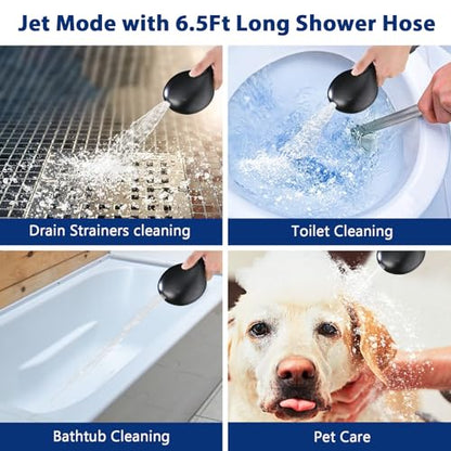 High Pressure 10 Setting Handheld Shower Head, 5" Detachable Showerhead Spray Built-in Power Wash to Clean Tub, Tile & Pets, 79" Extra Long Stainless Steel Hose, Adjustable Bracket - Oil Rubbed Bronze - color: Oil Rubbed Bronze