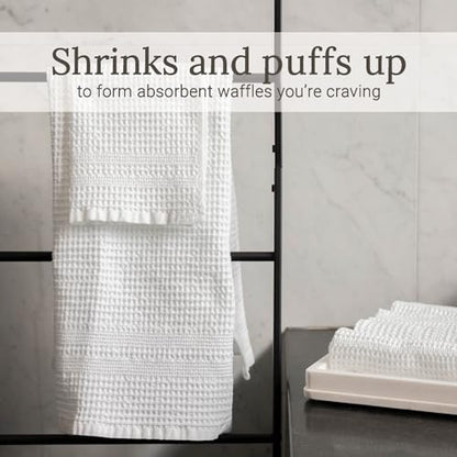 GILDEN TREE Waffle Towel Set Quick Dry Thin | 2 Bath Towels | 2 Hand Towels | 2 Washcloths, Classic Style (White) - color: White, size: Bath Towel Set