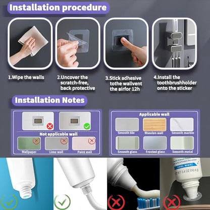 Automatic Toothpaste Dispenser,Wall Mounted Electric Toothpaste Dispenser with 3 Toothpaste Slots,Toothpaste Dispenser for Kids and Adults (Black)