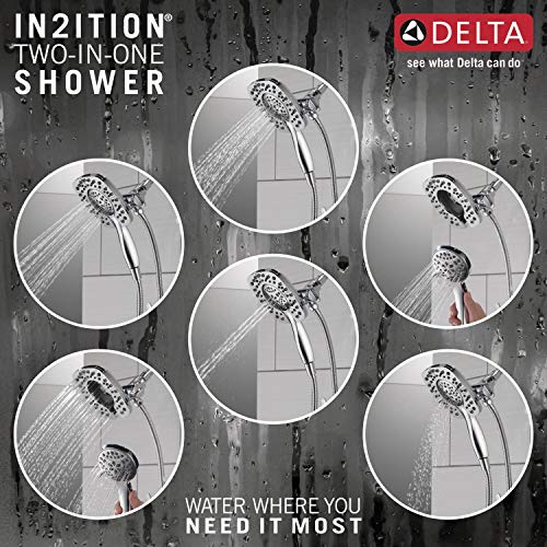 Delta Faucet Ashlyn 17 Series Dual-Function Shower Trim Kit with 2-Spray Touch-Clean In2ition 2-in-1 Hand Held Shower Head with Hose, Chrome T17264-I (Valve Not Included) - color: Chrome
