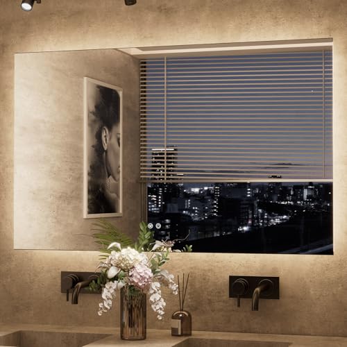 60 x 36 Inch LED Backlit Bathroom Mirror with Lights, 3Color White/Warm/Natural, Anti-Fog Lighted Mirror,Dimmable,Vanity Mirror,Wall Mounted - color: Backlit-3 Color, size: 36"L x 60"W