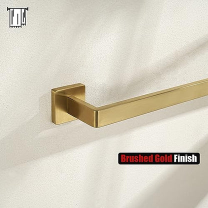 JQK Gold Towel Bar, Rounded Edges 18.41 Inch Towel Rack, 304 Stainless Steel Bathroom Wall Mount, Useable Length 16 Inch, TB250L16-BG - color: Brushed Gold, size: 16.41 Inch