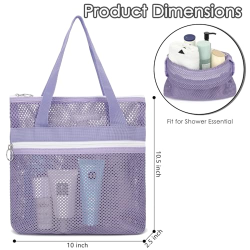 GYEUKHAM Portable Mesh Shower Caddy with 2 Zipper Pockets & Dual Handles, Quick-Drying Hanging Shower Tote for College Dorm, Gym, Travel & Camping, Purple - color: Small-Purple-1 Pack
