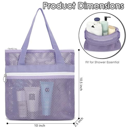 GYEUKHAM Portable Mesh Shower Caddy with 2 Zipper Pockets & Dual Handles, Quick-Drying Hanging Shower Tote for College Dorm, Gym, Travel & Camping, Purple - color: Small-Purple-1 Pack