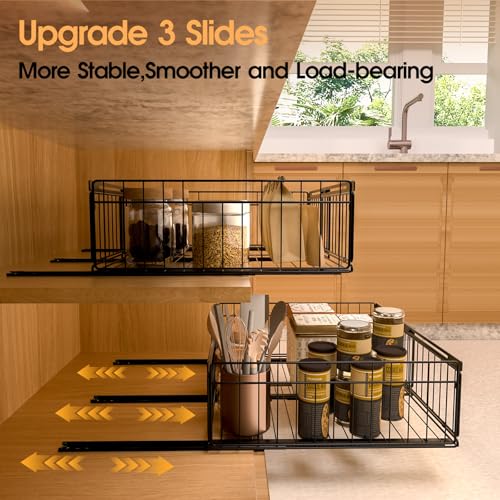 Expandable Pull Out Cabinet Organizer Adjustable Width 13"-20", Kitchen Organization with Adhesive.Bathroom Under Sink Organizers and Storage,Bedroom Slide out Drawers,Pantry - size: 1 Pack 13“-20” Expandable