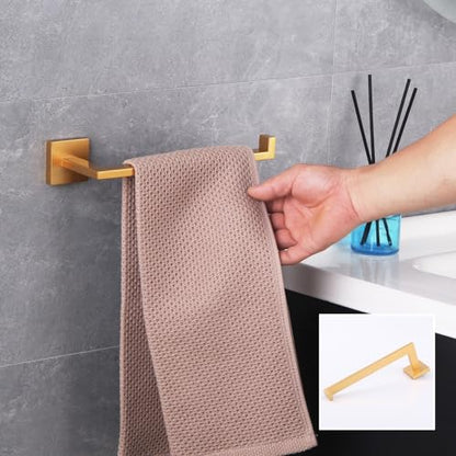 GERZWY Gold Stainless Steel Hand Towel Holder Modern Bathroom Towel Ring Wall Mounted IG1806-BE - color: Gold