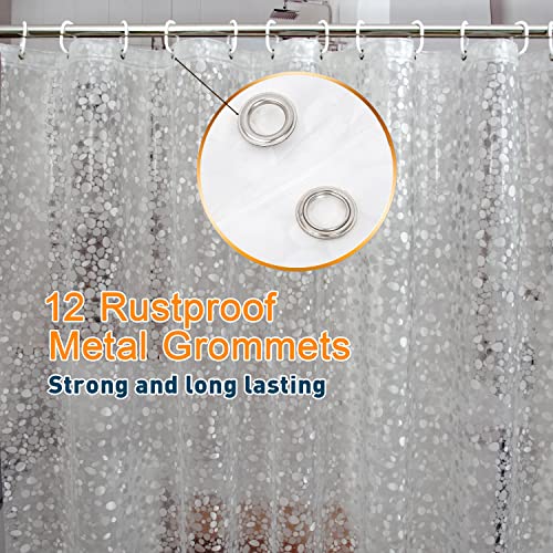 Bostofy EVA 3D Waterproof Shower Curtain Liner, Clear Extra Long Bathroom Shower Liner with Rustproof Metal Gromments and Weighted Magnet,72”Width x 84”Length - color: Clear Stone, size: 72"W x 84"L (Pack of 1)