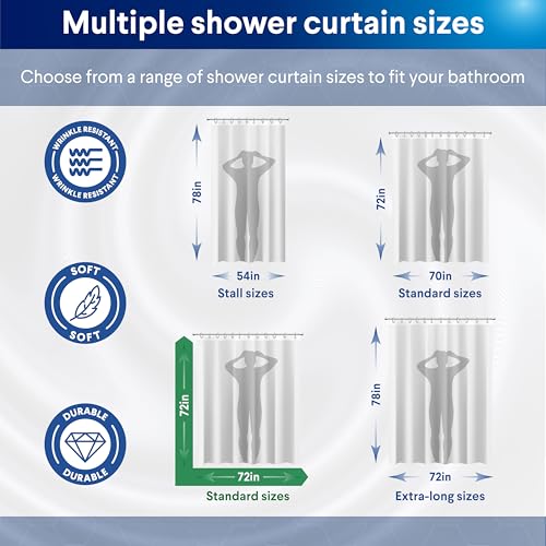 Clorox 2-in-1 Bathroom Shower Curtain Liner, Durable Fabric, Weighted Magnets for Bath Water Control, Washable Premium Quality, Modern - 72" x 72" Black - color: Black - Standard