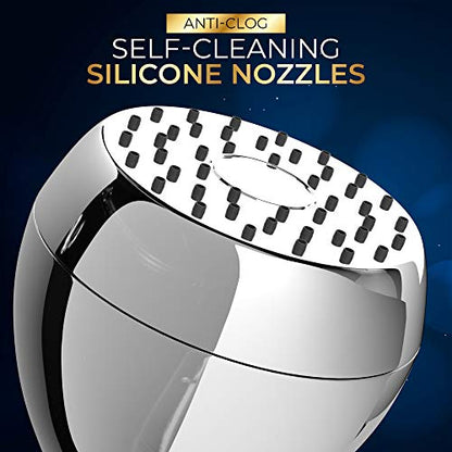 High Pressure Shower Head - Powerful Deluxe Bathroom Showerhead with Strong Spray Stream and Small Silicone Nozzles - Universal Fit Works with High and Low Water Flow Showers (Chrome)-1.8 GPM - color: Chrome, size: 1.8 GPM