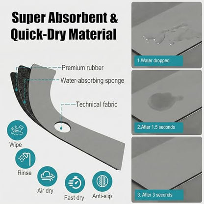 Cuttable Kitchen Sink Faucet Mat: 30" Lx5.5 W Splash Guard with Center Hole | Customizable Absorbent Non-slip Fabric Rubber Mat, Cut to Fit 2,3,4 Holes Irregular Sink with Soap Dispenser Air Gap - size: 30"Lx5.5"W