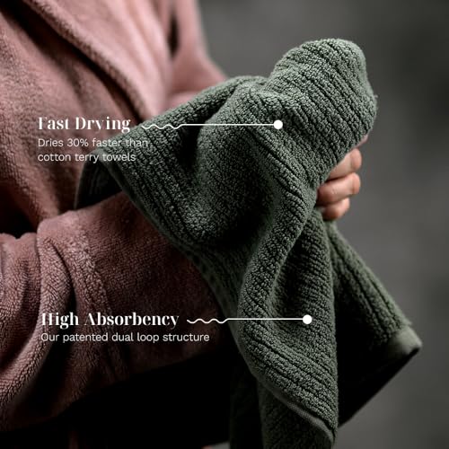Luxury Performance 4-Piece Hand Towel Set | Patented Quick-Dry Tech | Ultra Soft | 16" W x 30" L | Moss (Green) - color: Moss, size: 4 Hand Towels
