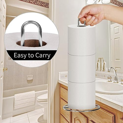 Toilet Paper Holder Stand, OBODING, Silver Freestanding Toilet Paper Holder for Storing 3 Rolls of Toilet Papers (Silver) - color: Silver