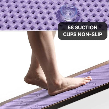 Bathtub Mat Non Slip 36” X 17” Purple Shower Mat Soft Foam Bath Mats for Bathroom Tub, Bathtub Mat with Drain Holes, Suction Cups, Shower Mat Non Slip - color: P-purple