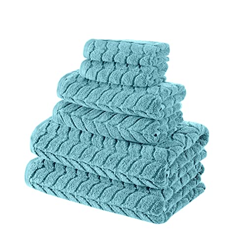 BAGNO MILANO Turkish Cotton Bath Towels, Hand Towels - Soft Plush Jacquard Collection - Highly Absorbent Towel Set (Aqua Green, 4 Pcs Hand Towel Set) - color: Aqua Green, size: 4 pcs Hand Towel Set