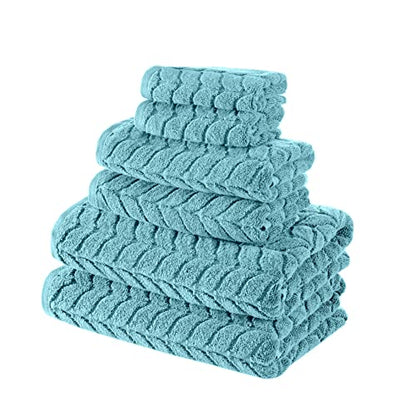 BAGNO MILANO Turkish Cotton Bath Towels, Hand Towels - Soft Plush Jacquard Collection - Highly Absorbent Towel Set (Aqua Green, 4 Pcs Hand Towel Set) - color: Aqua Green, size: 4 pcs Hand Towel Set