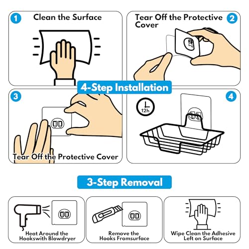 Rainspire Bar Soap Holder for Shower, 304 Stainless Steel Rustproof, Wall Adhesive, Soap Tray Bar Soap Sponge Holder for Bathroom & Kitchen, Square, Black - color: Black