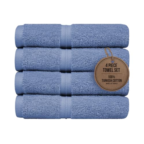 Soft & Thick Wash Cloths Set of 4 (12" x 12") Hotel Quality, Versatile as, Make Up Towels, Cozy Wash Cloths, Face Drying Towels, Towels for Bathroom, Washcloths for Bathroom - Sky Blue - color: Sky Blue