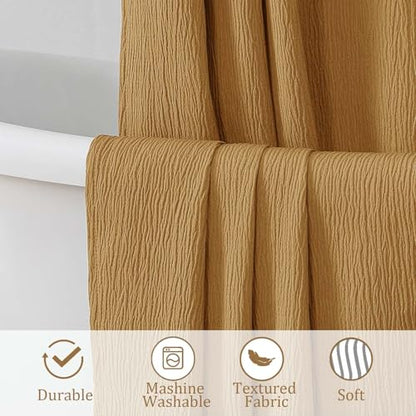 Aiyufeng 3D Textured Gold Shower Curtain for Bathroom, Fabric Shower Curtain Soft Cloth & Hotel Spa Quality, Luxury Boho Bathroom Curtains, Machine Washable, Gold, 72x72 Inches - color: Gold, size: 72"W x 72"L (Pack of 1)