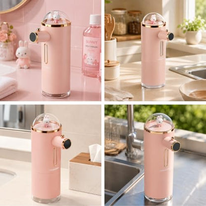 Automatic Liquid Soap Dispenser Touchless, USB Rechargeable Smart Hand Soap Dispenser, 13.5oz/400ml, 3-Level Adjustable, Wall Mounted for Kitchen Bathroom Family (Pink) - color: Pink