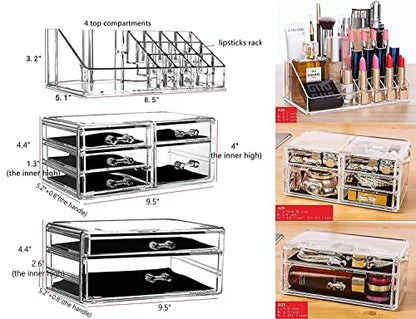 Cq acrylic 3 Pack Clear Skincare Organizer for Vanity, Stackable 7 Drawers Make Up Organizer,Cute Cosmetic Organizer for Vanity Jewelry,Hair Clip,Beauty,Skincare Product Dresser Acrylic Desk Organizer - size: 7 Drawers