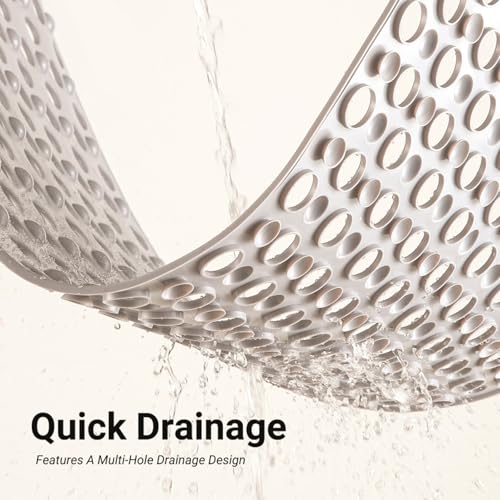 Non Slip Bathtub and Shower Mat 31x17 inch,Bath Mat with Quick Dry Drain Holes and Suction Cups, Soft Comfortable Safe Bathroom Mat for Bath Tub, Floor, Tile (Khaki) - color: Khaki