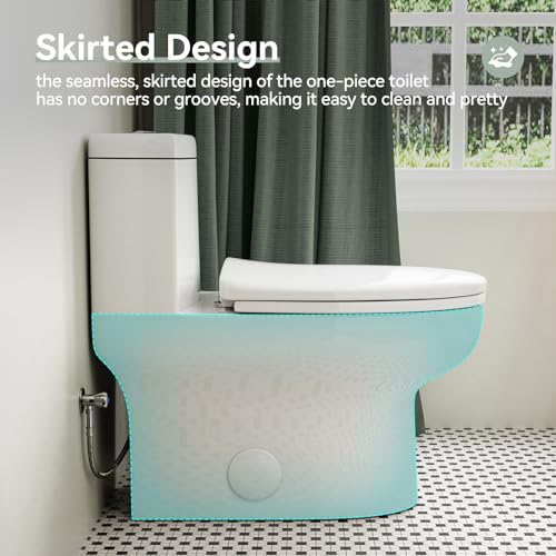 HOROW HR-ST076WD Dual Flush Elongated Toilet with Soft Close Seat, High-Efficiency Supply, Standard Bathroom Toilet 12" Rough-In, White Finish - color: Standard White with Dual Flush, size: 12" rough in