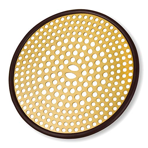 304 Stainless Steel Hair Catcher Shower Drain Cover with Silicone, Shower Stall Drain Strainer, Bathtub Hair Stopper, Bathroom Hair Trap Floor Drain Protector, Brushed Gold Brass 4.33 Inch Round Flat - color: Brushed Gold