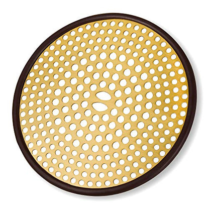 304 Stainless Steel Hair Catcher Shower Drain Cover with Silicone, Shower Stall Drain Strainer, Bathtub Hair Stopper, Bathroom Hair Trap Floor Drain Protector, Brushed Gold Brass 4.33 Inch Round Flat - color: Brushed Gold