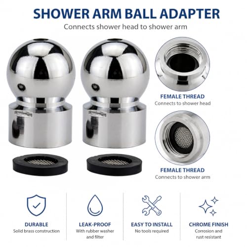 2 Pack Shower Head Swivel Adapter 1/2 Inch Shower Arm
