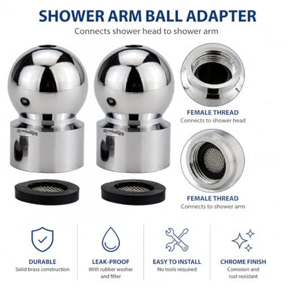 2 Pack Shower Head Swivel Adapter 1/2 Inch Shower Arm