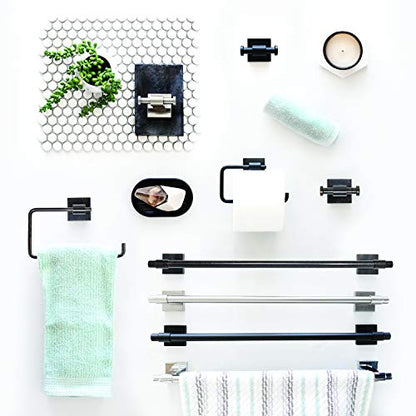 Franklin Brass Hand Towel Holder | Square Matte Black Ring for Hanging Towels in Kitchen, Bathroom | Maxted Accessories - color: Matte Black