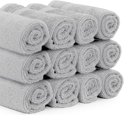 White Classic Luxury Cotton Washcloths 13x13 Inch - 650 GSM Turkish Cotton | Hotel, Spa, Bathroom Face Towel | 12 Pack, Dolphin Gray - color: 06: Dolphin Gray
