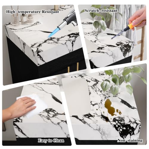 36" Floating Bathroom Vanity with Ceramic Sink and Faux Marble Top, Wall-Mounted Storage Cabinet with with 2 Drawers and 2 Door, Undermount Single Sink, White+Black - color: White+black